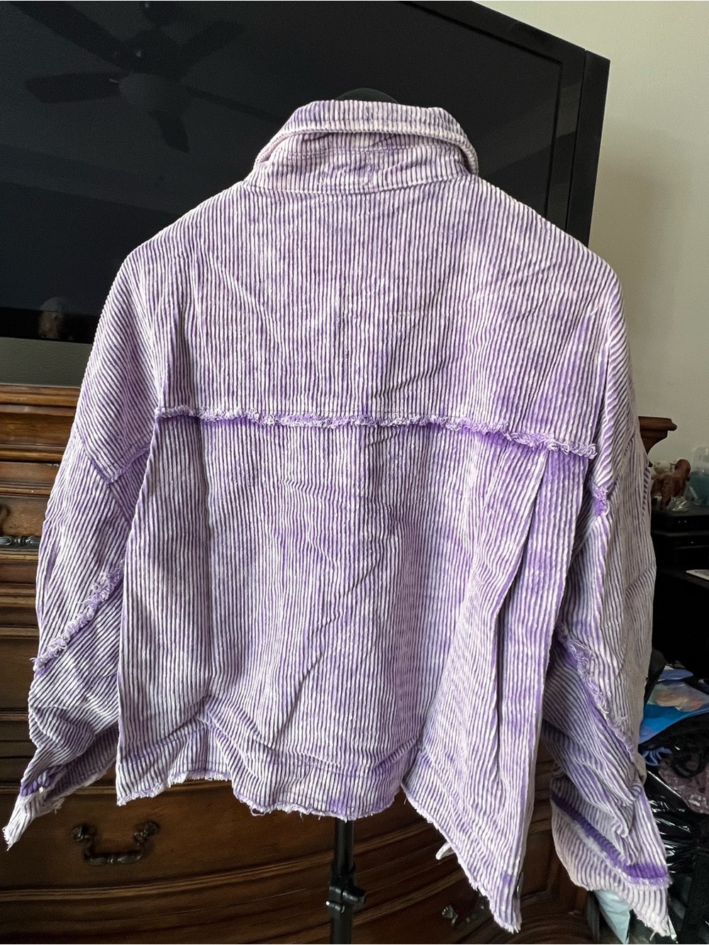 POL Lavender Corduroy Button-Front Jacket - Picture 5 of 15